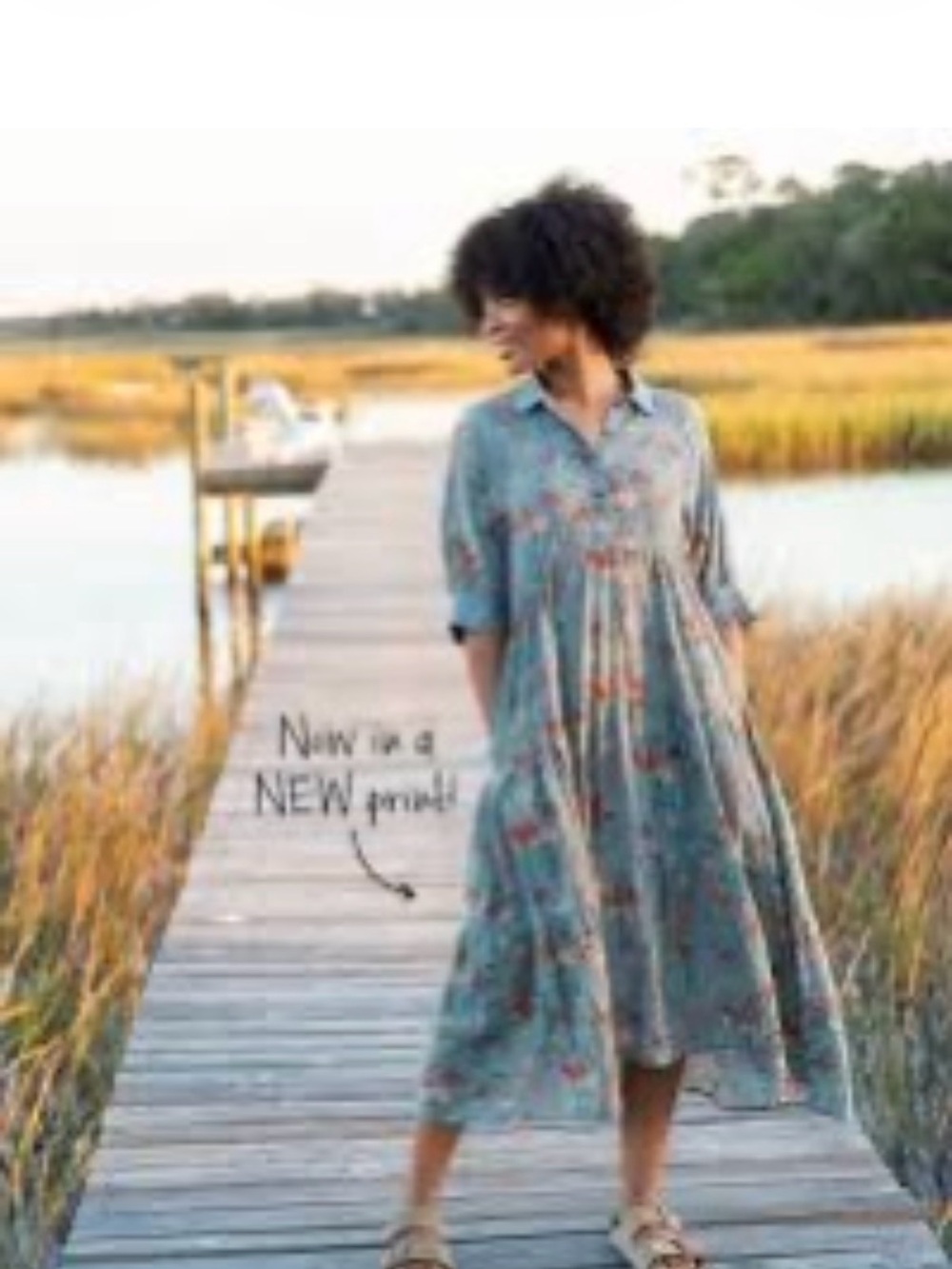NATURAL LIFE Blue Floral Collared Button-Front Midi Dress